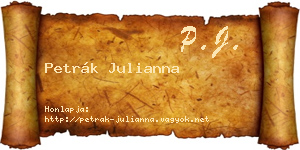 Petrák Julianna névjegykártya